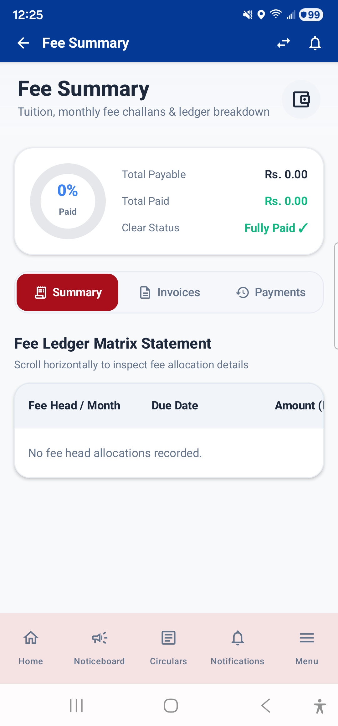 Fees: View Fee Summary, Challans, and Payment History